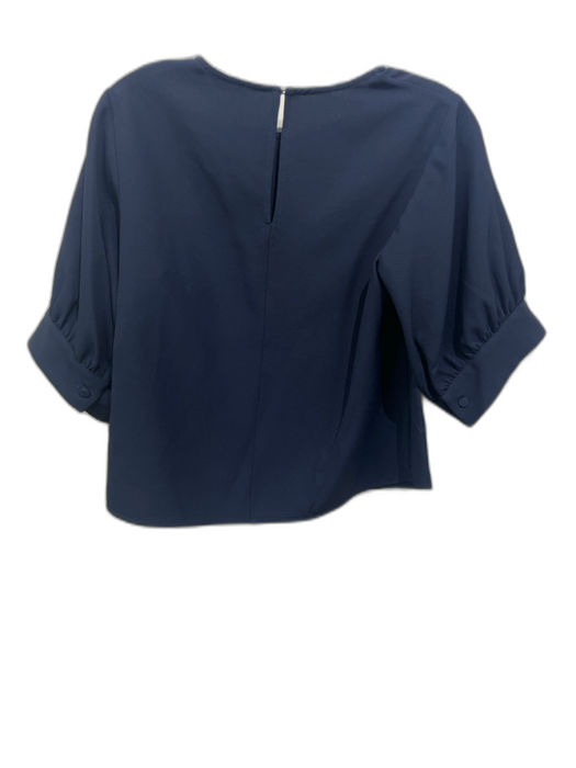 Veronica Beard Size 4 Navy Blue Polyester Blend Short Puff Sleeve Front Seam Top Navy Blue / 4