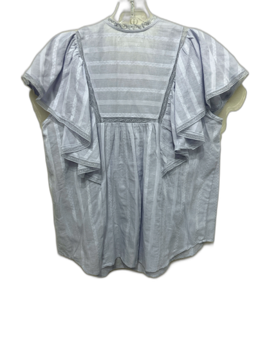 Isabel Marant Etoile Size 36 Sky Blue Cotton ruffles Striped Lace Detail Top Sky Blue / 36