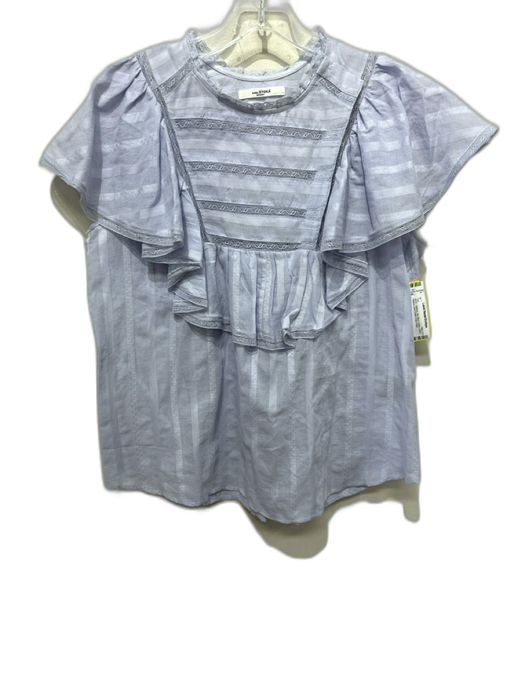 Isabel Marant Etoile Size 36 Sky Blue Cotton ruffles Striped Lace Detail Top Sky Blue / 36