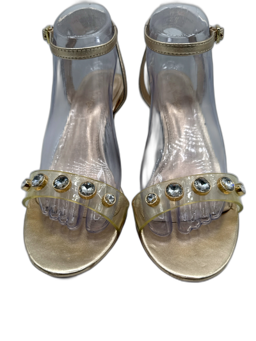 Karen Millen Shoe Size 38.5 Beige & Silver Rhinestone Ankle Buckle Pumps Beige & Silver / 38.5