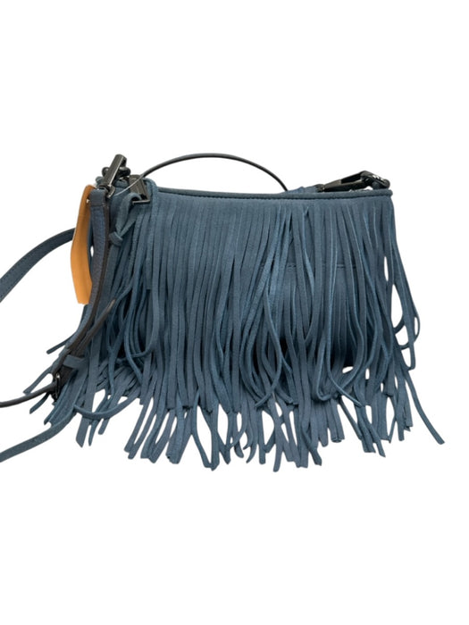 Rebecca Minkoff Dark Blue Suede Tassles Zip Close Crossbody Strap Bag Dark Blue / S
