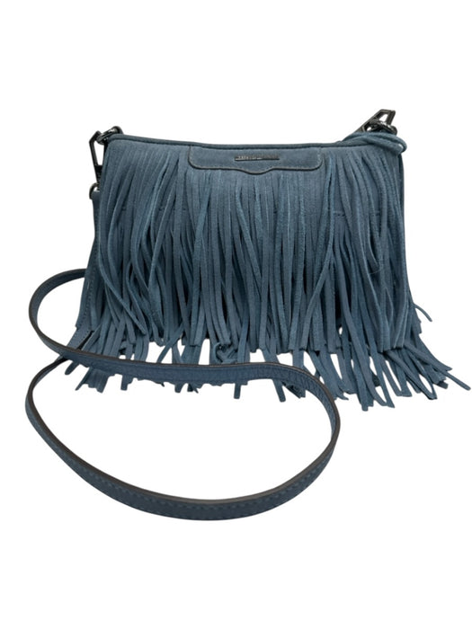 Rebecca Minkoff Dark Blue Suede Tassles Zip Close Crossbody Strap Bag Dark Blue / S