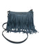 Rebecca Minkoff Dark Blue Suede Tassles Zip Close Crossbody Strap Bag Dark Blue / S