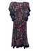 Cleobella Size M Navy, Purple, Multi Cotton Trumpet Sleeve Button Up Midi Dress Navy, Purple, Multi / M