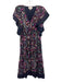 Cleobella Size M Navy, Purple, Multi Cotton Trumpet Sleeve Button Up Midi Dress Navy, Purple, Multi / M