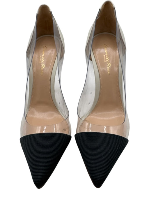 Gianvito Rossi Shoe Size 38.5 Black & Beige Leather & PVC Stiletto Pumps Black & Beige / 38.5