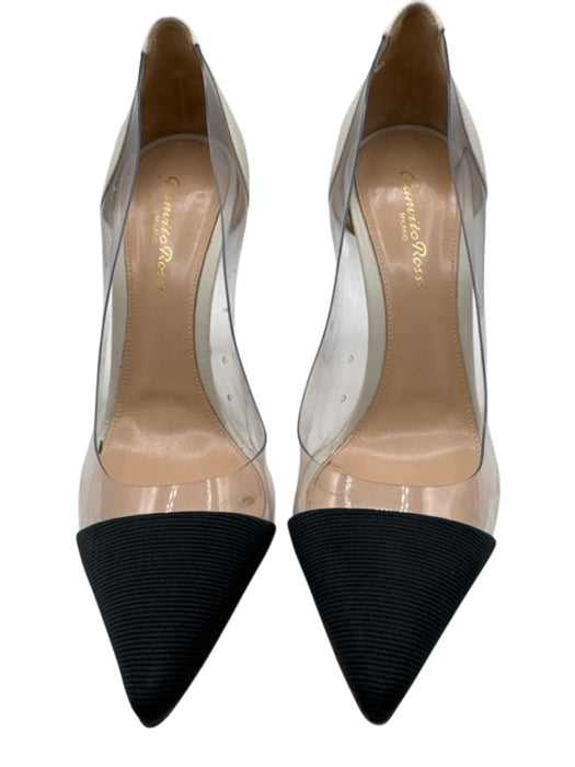 Gianvito Rossi Shoe Size 38.5 Black & Beige Leather & PVC Stiletto Pumps Black & Beige / 38.5