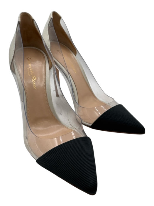 Gianvito Rossi Shoe Size 38.5 Black & Beige Leather & PVC Stiletto Pumps Black & Beige / 38.5