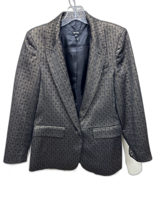 ME + EM Size 4 Black & Gold Polyester Blend Metallic One Button Jacquard Jacket Black & Gold / 4