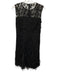 Elie Tahari Size 4 Black Polyester Sleeveless Floral Lace Feather Trim Dress Black / 4