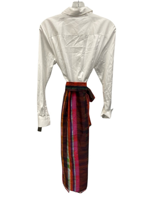 Hinson Wu Size Small White & Multi Cotton Blend Long Sleeve Button Front Dress White & Multi / Small