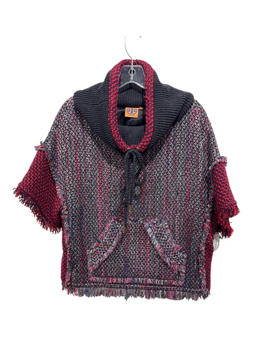 Tory Burch Size M Red, Black & Multi Nylon & Wool Tweed Knit Block Sweater Red, Black & Multi / M