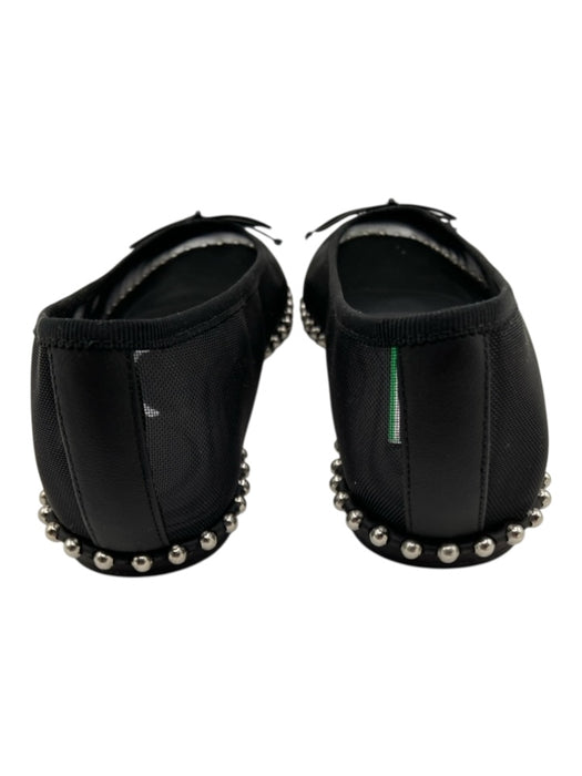 Alexander Wang Shoe Size 38 Black Mesh Silver Bead Detail Ballet Bows Flats Black / 38