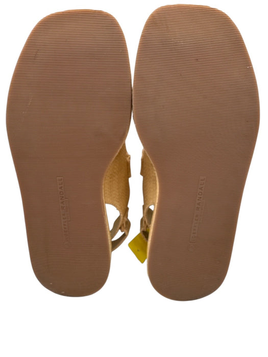 Loeffler Randall Shoe Size 8 Beige Woven Raffia Velcro Strap Square Toe Sandals Beige / 8