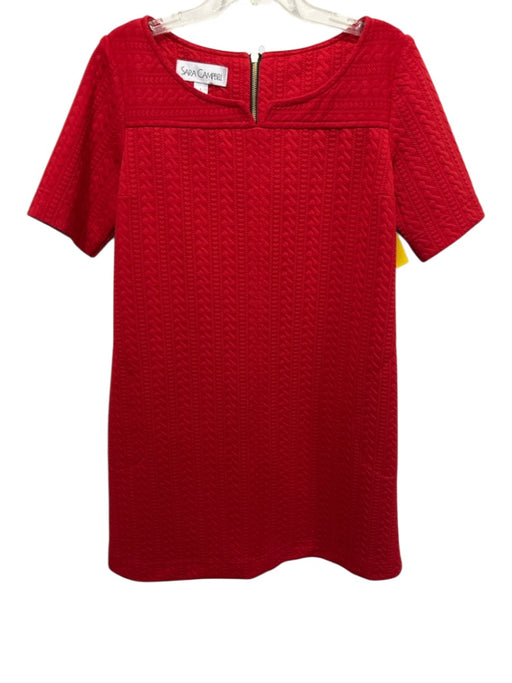 Sara Campbell Size L Red Polyester Hearts Textured Short Sleeve Dress Red / L