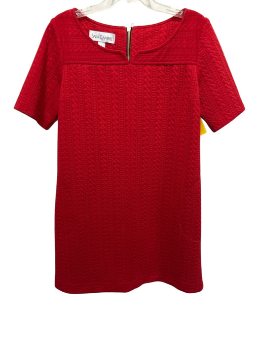 Sara Campbell Size L Red Polyester Hearts Textured Short Sleeve Dress Red / L