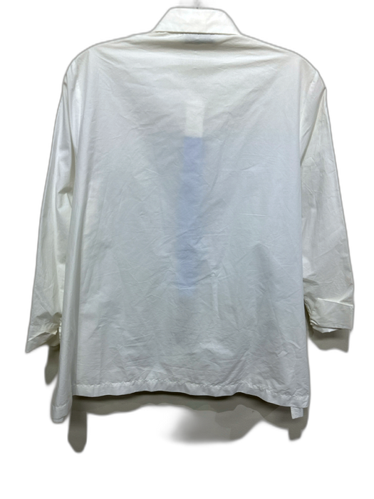 WHYCI Size 44 White, BLue, Brown Cotton Button Down Long Sleeve Top White, BLue, Brown / 44