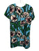 La Double J Size L Blue, Green, Multi Silk Short Sleeve Floral Print Dress Blue, Green, Multi / L