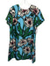 La Double J Size L Blue, Green, Multi Silk Short Sleeve Floral Print Dress Blue, Green, Multi / L