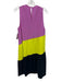 Lela Rose Size L Purple, Yellow, Blue Polyester Sleeveless Tiered Tunic Dress Purple, Yellow, Blue / L