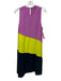 Lela Rose Size L Purple, Yellow, Blue Polyester Sleeveless Tiered Tunic Dress Purple, Yellow, Blue / L