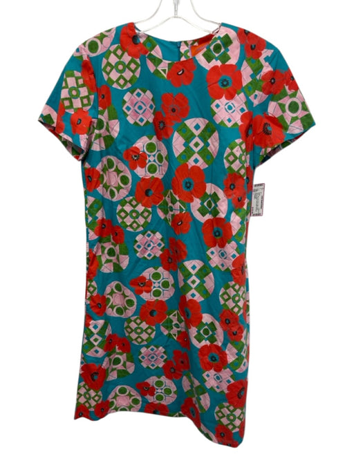 La Double J Size L Blue, Red, Pink Cotton Short Sleeve Poppy Knee length Dress Blue, Red, Pink / L