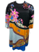 Etro Size 46 Black, Pink, Orange Viscose 3/4 Sleeve Abstract Print Dress Black, Pink, Orange / 46