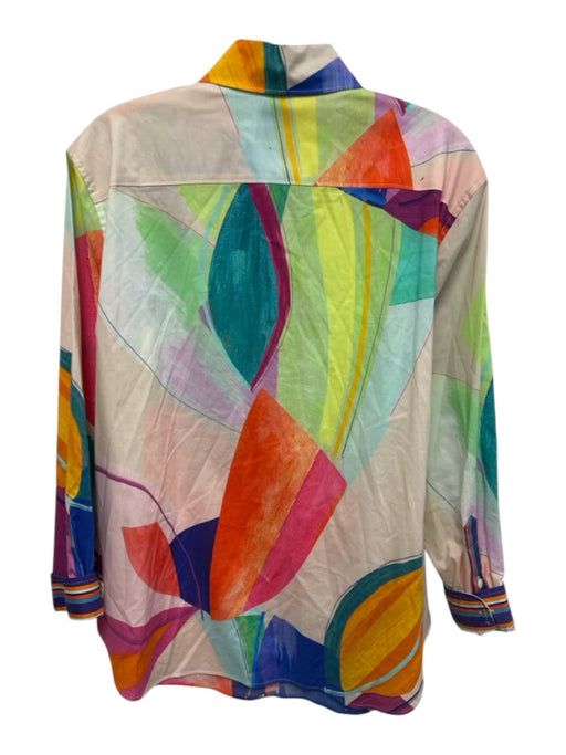 Hinson Wu Size S Green, Orange, Multi Cotton Long Sleeve Abstract Print Top Green, Orange, Multi / S