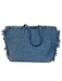 Akris Blue Denim Woven Fringe Turnlock Tote Bag Blue / M