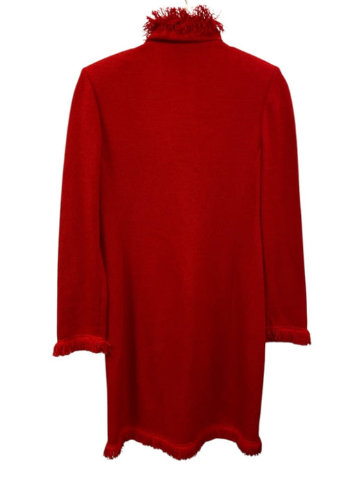 St John Collection Size 4 Red Wool Blend Long Sleeve Fringe Chore Pockets Jacket Red / 4