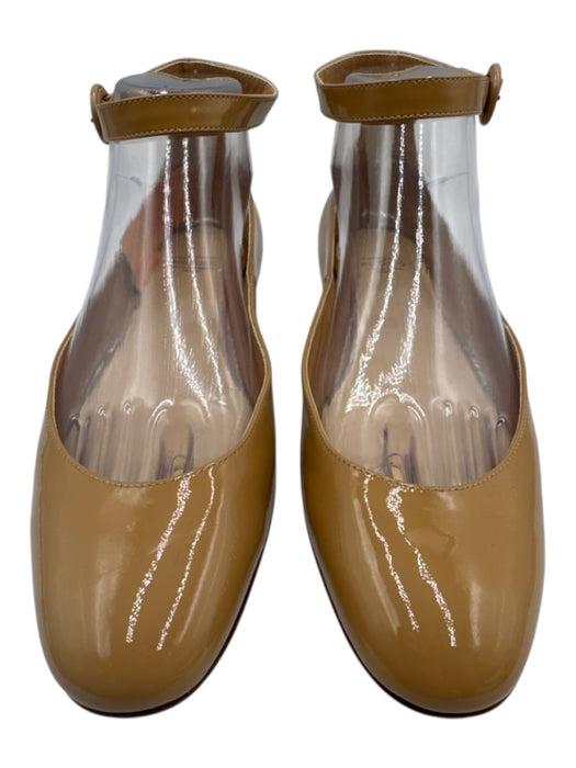 Francesco Russo Shoe Size 38.5 Beige Patent Leather Almond Toe Ankle Wrap Flats Beige / 38.5