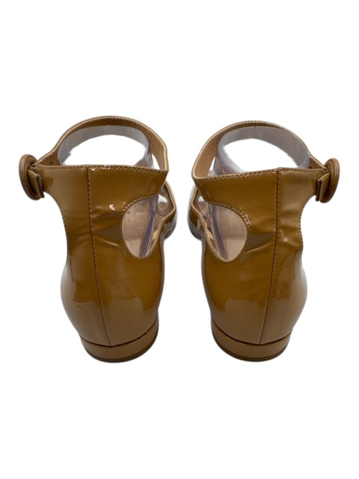Francesco Russo Shoe Size 38.5 Beige Patent Leather Almond Toe Ankle Wrap Flats Beige / 38.5