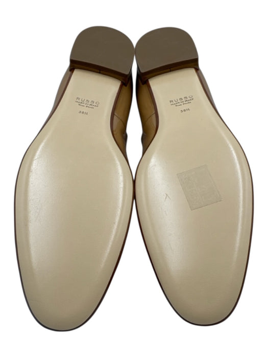 Francesco Russo Shoe Size 38.5 Beige Patent Leather Almond Toe Ankle Wrap Flats Beige / 38.5