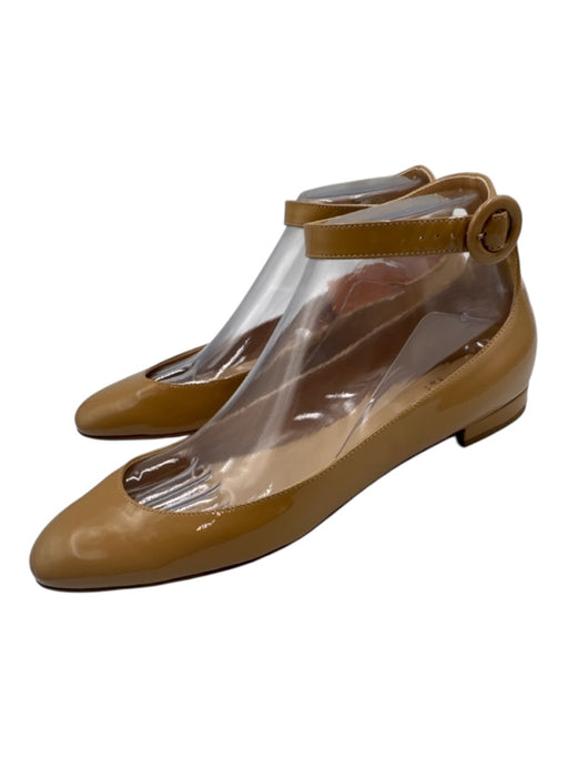 Francesco Russo Shoe Size 38.5 Beige Patent Leather Almond Toe Ankle Wrap Flats Beige / 38.5