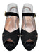 Stuart Weitzman Shoe Size 8 Black Leather Suede Peep Toe Criss Cross Wedges Black / 8