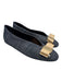 Ferragamo Shoe Size 8 Navy & Beige Textile & Leather Round Toe Bow Detail Flats Navy & Beige / 8
