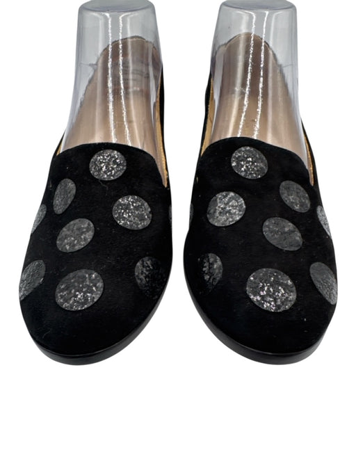 Kate Spade Shoe Size 8 Black Leather Suede Round Toe Polka Dot Glitter Flats Black / 8