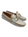Tod's Shoe Size 38 White & Beige Leather Round Toe Logo Whipstich Detail Loafers White & Beige / 38