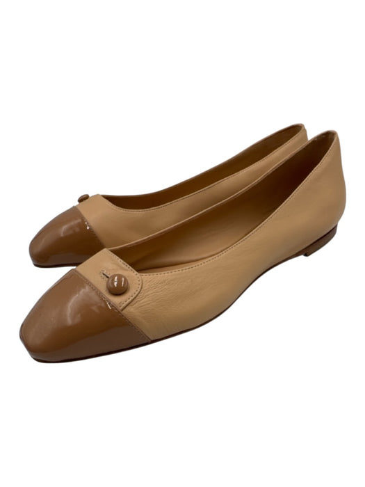 Sarah Flint Shoe Size 38.5 Beige & Brown Leather Patent Leather Toe Cap Flats Beige & Brown / 38.5