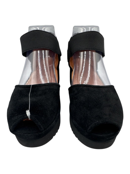 L'Amour des Pieds Shoe Size 8.5 Black Leather Upper Suede Peep Toe Sandals Black / 8.5