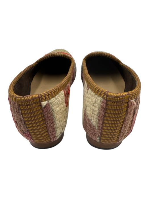 Artemis Shoe Size 38 Red, Green, Blue Leather Wool Zig Zag Stacked Heel Loafers Red, Green, Blue / 38