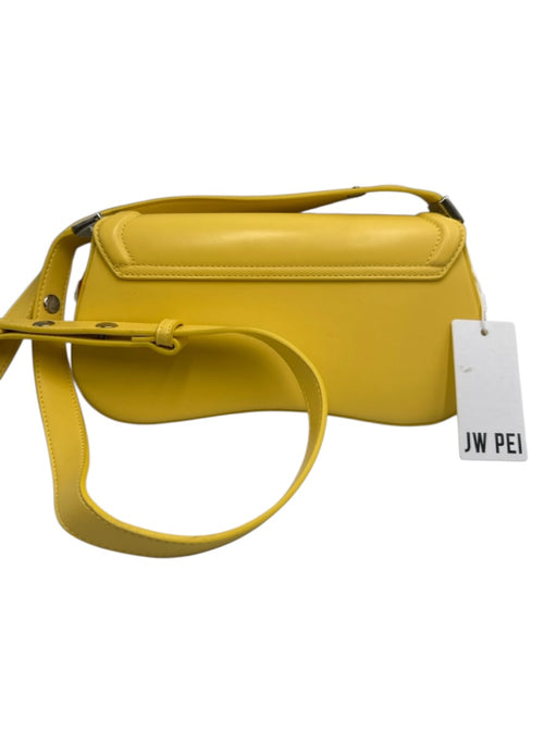 JW PEI Yellow Faux Leather Shoulder Strap Curved silver hardware flap Bag Yellow / Small