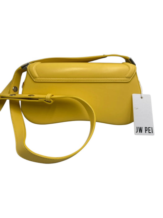 JW PEI Yellow Faux Leather Shoulder Strap Curved silver hardware flap Bag Yellow / Small