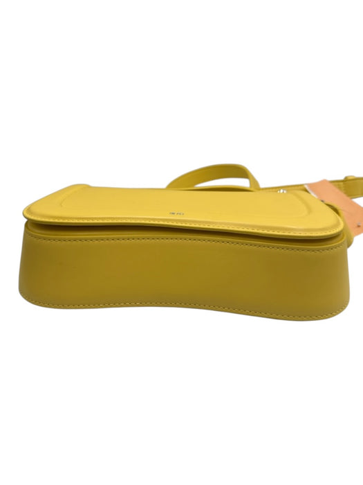 JW PEI Yellow Faux Leather Shoulder Strap Curved silver hardware flap Bag Yellow / Small