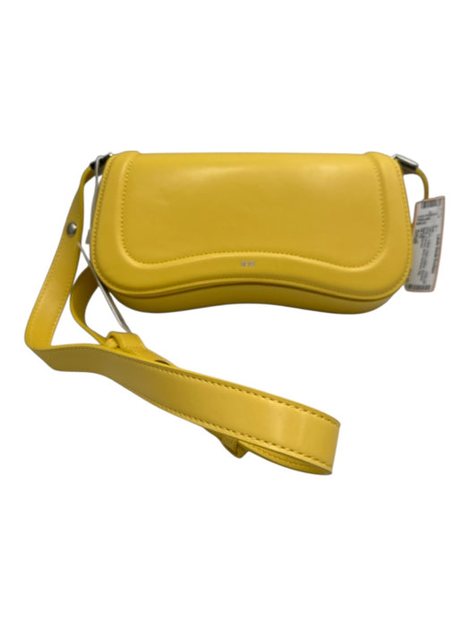 JW PEI Yellow Faux Leather Shoulder Strap Curved silver hardware flap Bag Yellow / Small