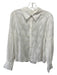 Forever That Girl Size S White Cotton Collared Button Up Floral Jacquard Top White / S