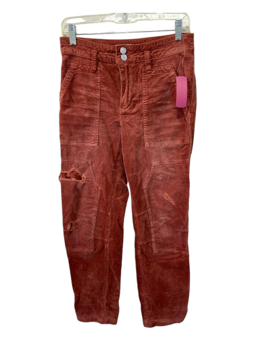 Pilcro Size 26 Burnt Red Cotton Blend Corduroy High Rise Straight Leg Pants Burnt Red / 26