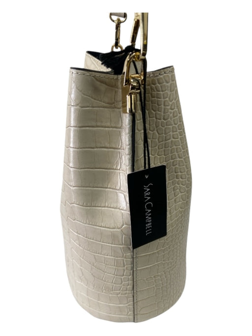 Sara Campbell White Croc embossed Bucket Bag Magnetic Close Crossbody Bag White / S