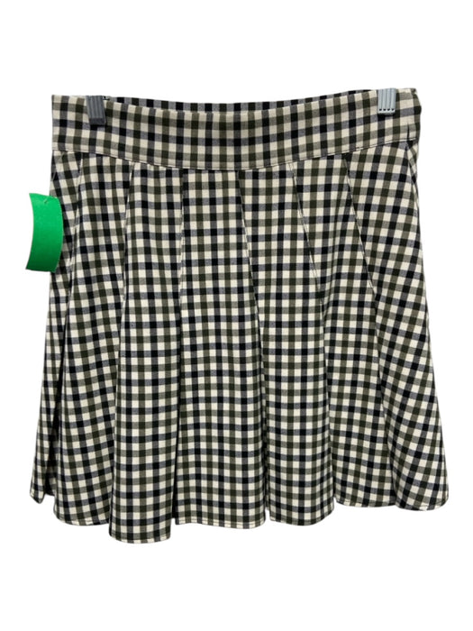 Maeve Size 4 Black & White Polyester & Viscose Plaid Side Zip Pleat Detail Skirt Black & White / 4