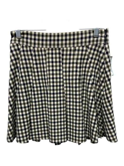 Maeve Size 4 Black & White Polyester & Viscose Plaid Side Zip Pleat Detail Skirt Black & White / 4